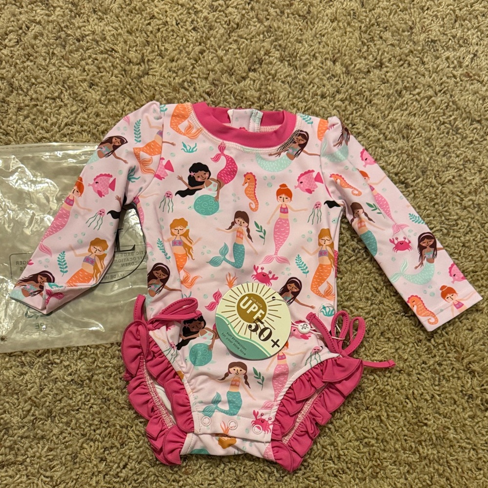 Pink Mermaid Print Swimsuit